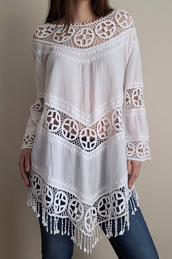Nauja balta ažūrinė tunika