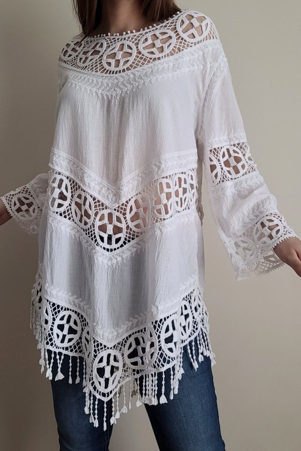 Nauja balta ažūrinė tunika