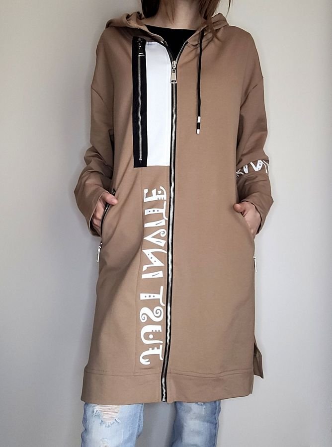 Naujas ilgas džemperis su kapišonu S/M L/XL